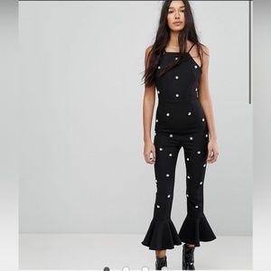 NWT Jumpsuit with Pearl Detail